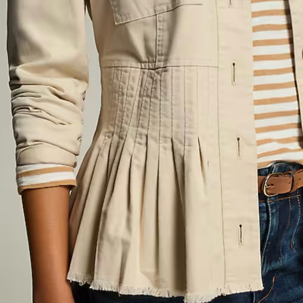 J. Jill Cream Utility Jacket with Peplum Hem - Picture 4 of 8